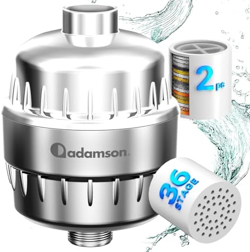 Shower Filter for Hard Water, 36-Stage Chrome, Reduces Chlorine, Limescale by Adamson
