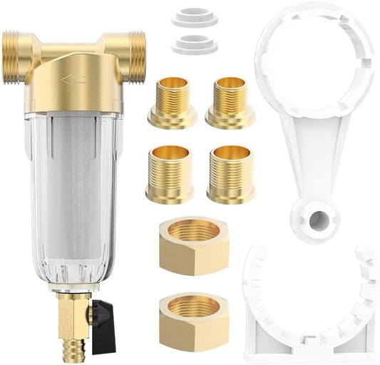 40 Micron Spin Down Sediment Filter, Reusable Whole House Water Filter System, Backwash Sediment Water Filter System, 1" MNPT + 1/2" FNPT+3/4" FNPT Pre-Filtration System. by Unknown