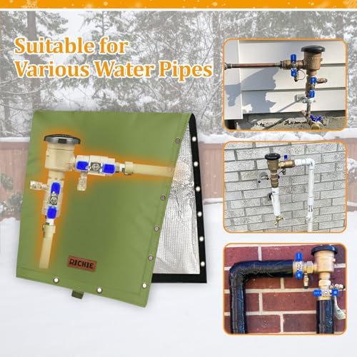 RICHIE 2-Way Opening Backflow Preventer Cover (5°F) Heavy-Duty 5-Layer Insulated Enclosure, All-Weather Protection for Outdoor Pipe, Irrigation Sprinkler Valve, Well Water Pump, 24" W x 36" H Green - Image 6
