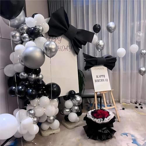 136pcs Black Silver White Balloons,18 12 10 5 Inch Different Sizes Balloon - Image 4