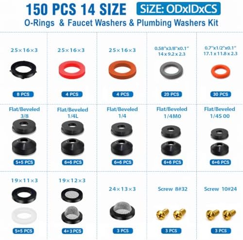 150 Pcs Faucet Washers & Power Pressure Washer O Ring & Hose Washers Kit - Image 2