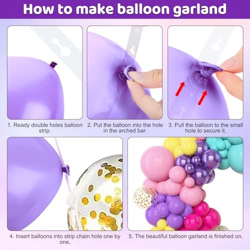 Amandir 153pcs Purple Blue Pink Balloon Garland Arch Kit Different Sizes - Image 4