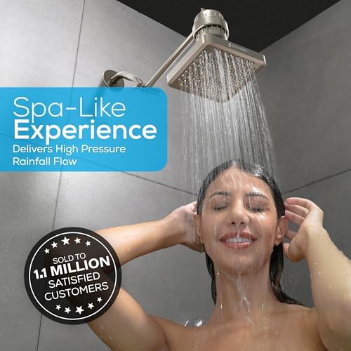 SparkPod Rain Shower Head, 8 Inch Square, Elegant Brushed Nickel Finish - Image 4