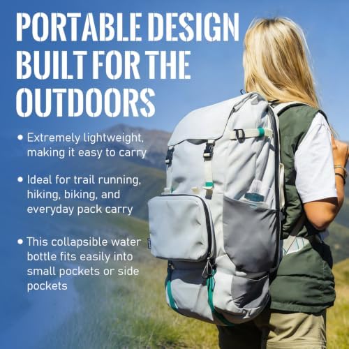 500ML Collapsible Water Bottle with Filter for Hiking, Camping & Travel - TPU Soft Flask, 0.1 Micrometer Hollow Fiber Membrane for Clearer, Better Tasting Outdoor Water(Hunter Green) - Image 3