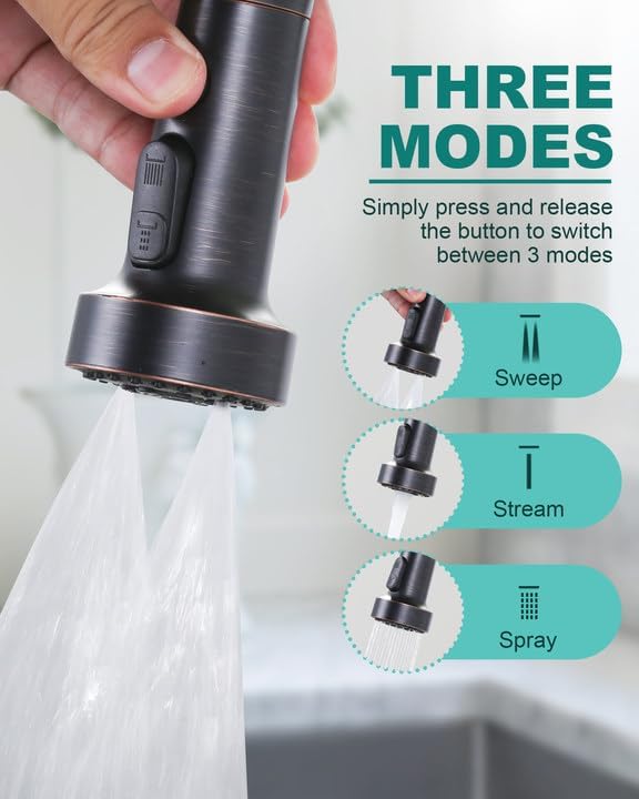 ARCORA Pull Down Kitchen Faucet Head Replacement with 13 Adapters, 3 Modes - Image 5