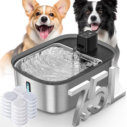 Chumajor 7.5l Wireless Dog Water Fountain Stainless Steel with 6pcs Filters by Chumajor