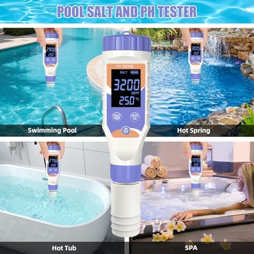7-in-1 Digital Pool Water Tester, Accurate Chlorine, pH, Salt, ORP, EC, TDS & Temperature Meter for Saltwater Pools, Hot Tubs, Aquariums, Spas & Hydroponics - Image 5