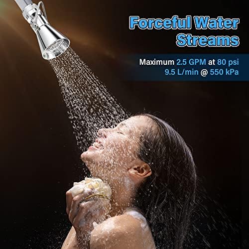 Enhon 2 Setting Pivoting Single Spray Shower Head with Shut Off Valve, Replacement for 52650-PK Compatible with Delta Shower, 2.5 GPM Brass Water Saving Shower Head 1 5/8" Diameter Spray Face(1 Pack) - Image 3