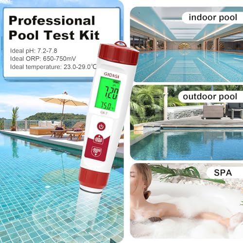 pH Meter Chlorine Tester Digital 7 in 1 Pool Water Tester Kit - Image 6