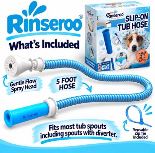 Rinseroo Slip-On Bathtub Faucet Sprayer Attachment, 5 Foot Hose - Image 4