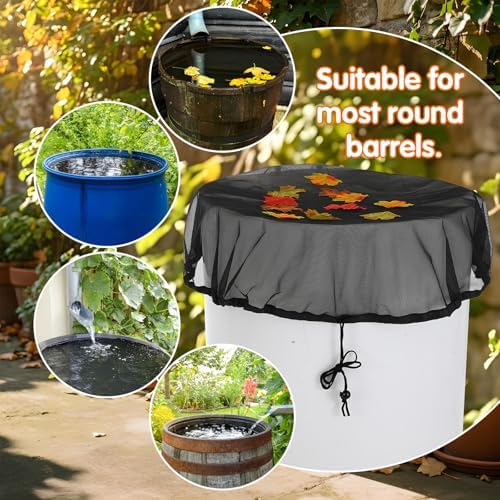 2pcs 37.4 Inch Replacement Screen for Rain Barrel, Rain Barrel Mesh Cover with Adjustable Drawstring, Water Collection Bucket Net Tank Protector for Outdoor Garden Accessories Preventing Fallen Leaves - Image 5
