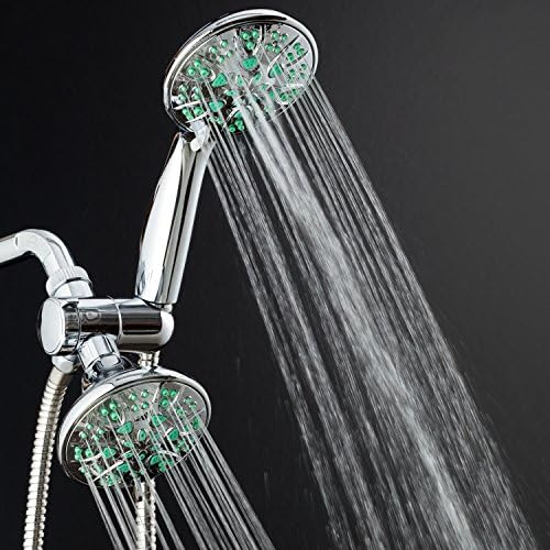 AquaDance Antimicrobial/Anti-Clog High-Pressure 30-setting Dual Head Combination Shower with Microban Nozzle Protection From Growth of Mold, Mildew & Bacteria for a Healthier Shower– Coral Green, 4 In - Image 5