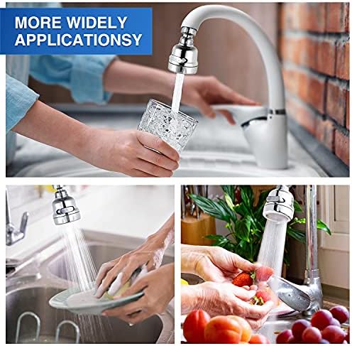 Faucet Sprayer Attachment, 360 Degree Rotating Faucet Aerator Accessories, 3 Mode Adjustable Kitchen Sink Tap Head Water Saving Extend Nozzle Chrome Plated,(Pack of 2) - Image 6