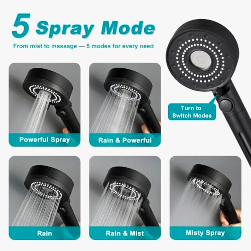 Handheld Filter RV Shower Head with Hose, Black - Image 4
