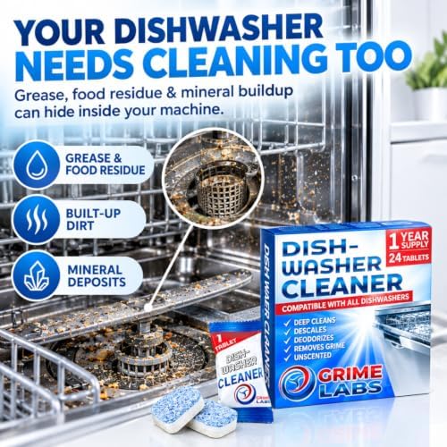 Dishwasher Cleaner Deodorizer Descaler Tablets, 24 pack Heavy Duty Deep Clean and Natural Limescale Remover, Dish Washer Cleaner Machine Pods, 12 Months Supply - Image 2
