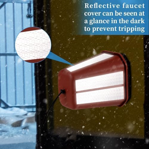 2 Pack 2026 Upgrade Extra Large Outdoor Faucet Cover for Winter Freeze Protection 8.5x7x5.5in Thick Plastic Foam Hose Bib Spigot Cover Winter Insulated with Reflective Strips (Red) - Image 5