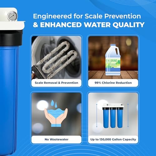 3-Stage Whole House Anti-Scale Water Conditioner & Filter Remove Scale Chlorine Chemical Odor & Taste- Salt Free 1" NPT - Image 4