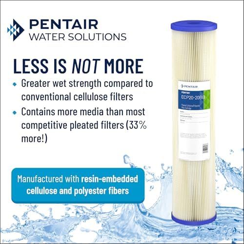 Pentair Pentek ECP5-BB Big Blue Sediment Water Filter, 10-Inch, Whole House Heavy Duty Pleated Cellulose Polyester Replacement Cartridge, 10" x 4.5", White End-Cap, 5 Micron, Pack of 8 - Image 3