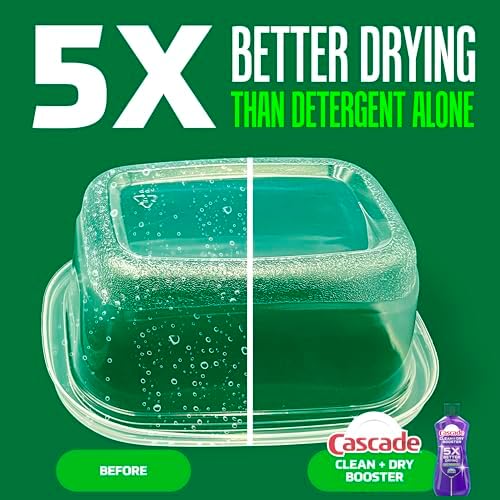 Cascade Rinse Aid Clean & Dry Booster Dishwasher Liquid, Gel & Detergent Pods for Sparkling Clean Dishes, Dishwasher Soap Tablets & Rinse Aid Dry Booster, 30.5oz - Image 4