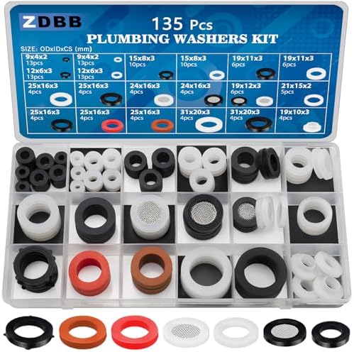 ZDBB 135 Pcs Flat Washer,Silicone and Nitrile Rubber Assortment Kit by ZDBB