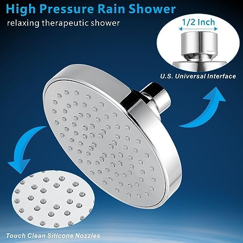 High Pressure Shower Head - 4.7“ Powerful Bathroom Pressure Boosting Rain Showerhead - Perfect Universal Replacement for Rainfall Shower Heads (2 Pack, Chrome) - Image 3
