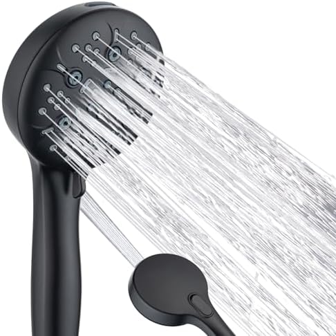 Joyrain Pressure-Boost Shower Head with 8 Settings & Spray Gun, 2-in-1 for High-Pressure Showering and Effortless Tub/Tile/Floor Cleaning, Meets US Standards (Matte Black) by JoyrainFactorySpecialtyStore