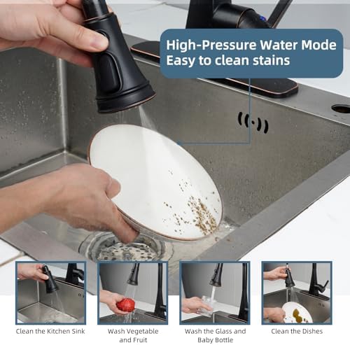 Universal Kitchen Faucet Head Replacement, 3 Modes Spray, Oil-Rubbed Bronze - Image 3