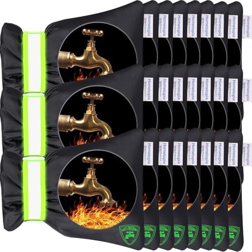 24 Pack Outdoor Faucet Covers for Winter - 6.7"W x 8.3"H Outside Hose Bib Spigot Covers Protector Socks for Winter Freeze Protection Insulation Reusable Waterproof Insulated backflow Cover,Black by Hometopia