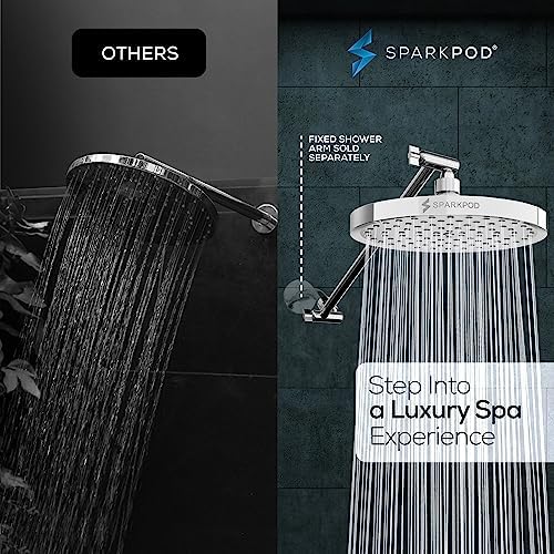 SparkPod 8" Round Rain Shower Head with 16" Shower Arm - Image 2