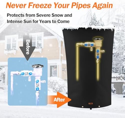 TOHONFOO Backflow Preventer Cover, Pipe Freeze Insulation, 22"Wx34"H, Black - Image 3