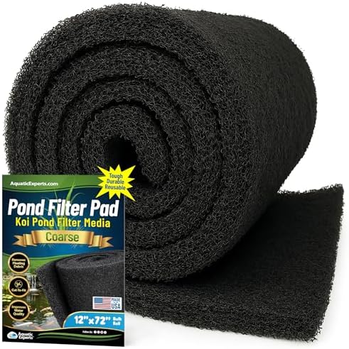 Aquatic Experts Classic Koi Pond Filter Pad COARSE – Bulk Roll Pond Filter Media, Rigid Ultra-Durable Latex Coated Fish Pond Filter Material US (12" x 72", Coarse (Black)) by AquaticExperts
