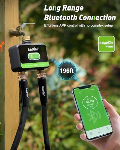 RAINPOINT Smart Water Timer, Smart Hose Timer 2 Outlet with Brass Inlet & Outlet (Not Gateway), Wireless Sprinkler Controller with Rain Delay, Automatic Irrigation System for Lawns and Yard - Image 4