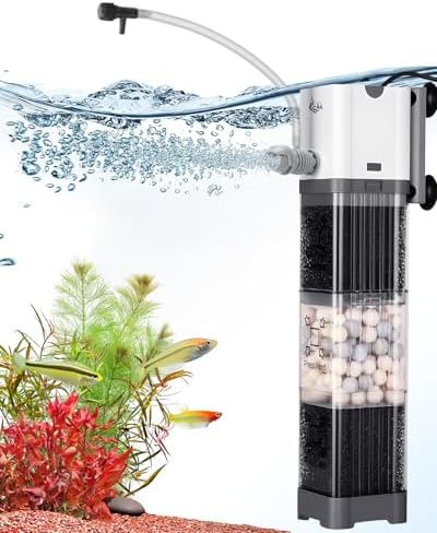 AQQA 200GPH Aquarium Filter, Silent Double Filtration Fish Tank Filter by AQQA