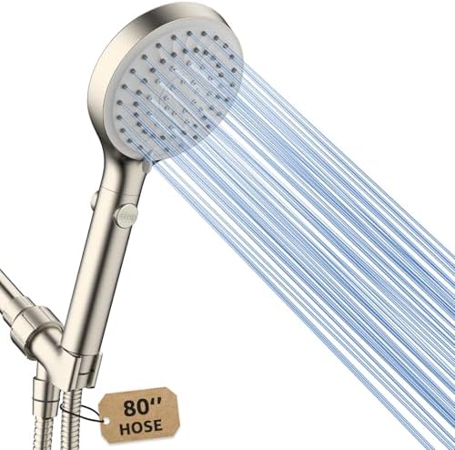 FASDUNT High Pressure Handheld Shower Head with Hose, Brushed Nickel by FASDUNT