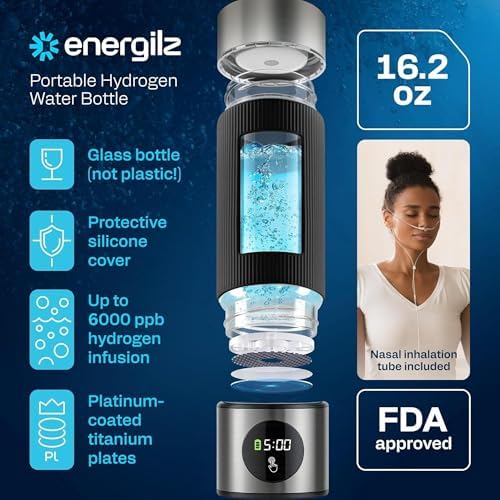 Hydrogen Water Bottle | 16.2 oz (480 ml) Hydrogen Water Generator | 6000 PPB Hydrogenator Machine | SPE/PEM Ionizer Generator (Silver) - Image 2