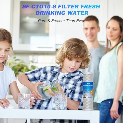 1 Micron 2.5" x 10" Whole House CTO Carbon Sediment Water Filter Cartridge Compatible with DuPont WFPFC8002, WFPFC9001, SCWH-5, WHCF-WHWC, FXWTC, CBC-10, RO Unit, Pack of 4 - Image 6