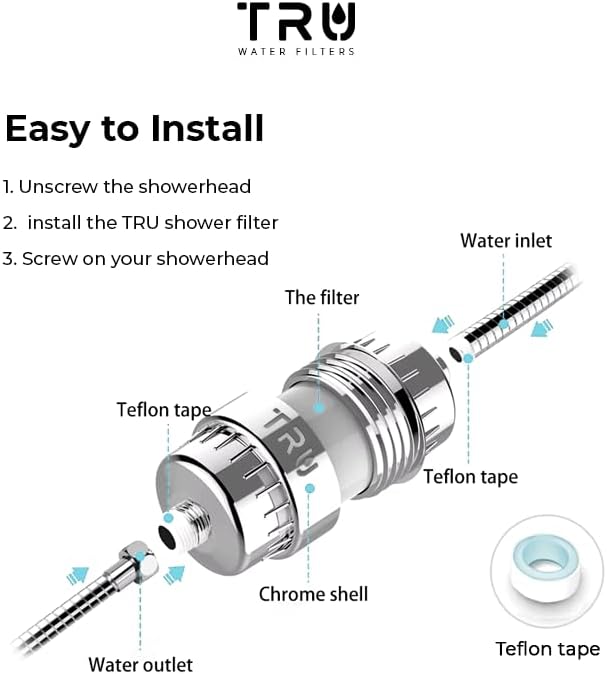 TRU High Output Shower Filter - Reduces Chlorine and other Harmful Sediments. Relieves dry and itchy skin, while Improving the health of your Hair, Skin, and Nails (Black) - Image 6
