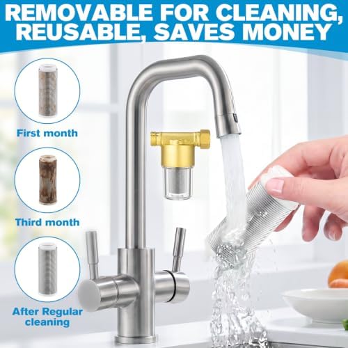 Gerrii 1 Pack Brass Washing Machine Water Filter Reusable, Gold - Image 6
