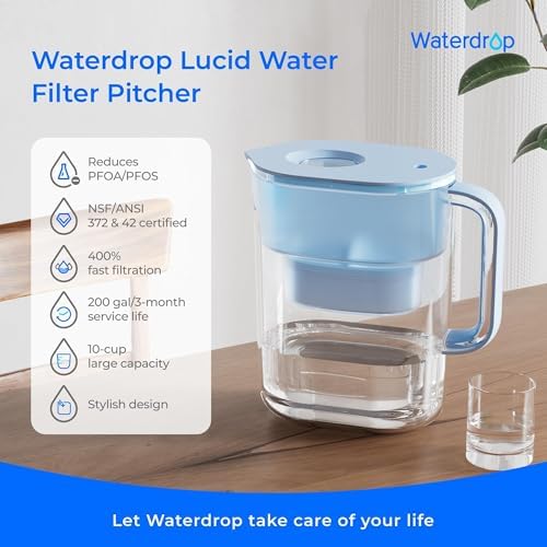 Waterdrop PT-07B Water Filter Pitcher with 3 Filters, 10-Cup, NSF Certified - Image 2