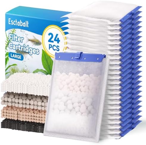 Upgraded 24-Pack Large Filter Cartridges for Tetra Whisper Bio Bag Filters by Esctabalt