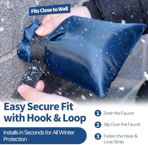 Outdoor Faucet Cover for Winter, 3M Thinsulate Spigot Cover for Winter Freeze Protection, Waterproof, 10" H x 6.3" W Outside Hose Bib Insulated Covers for Wall Taps, 2 Pcs Faucet Socks - Blue - Image 4