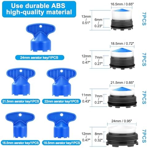 28 pcs Faucet Aerators with 5 Pcs Faucet Aerator Key Aerators Replacement Inserts for Sink M16.5 18.5 21.5 24 mm for Bathroom or Kitchen - Image 3
