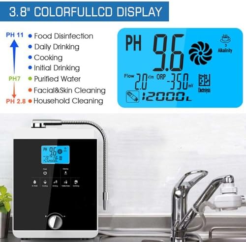 Water Purifier Machine Ionizer | Home Alkaline Filtration System | Produces pH 2.8-11 Water | Up to -800mV ORP | 5 Water Settings | Intelligent Voice Control - Image 4