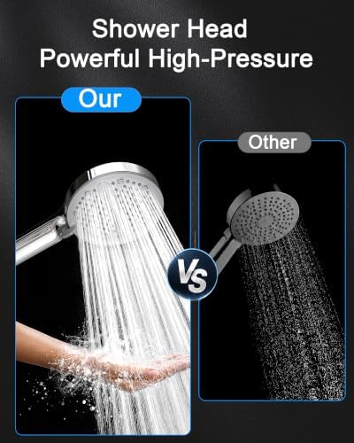 High Pressure Shower Head with Handheld, 5 Spray Modes, Chrome - Image 2