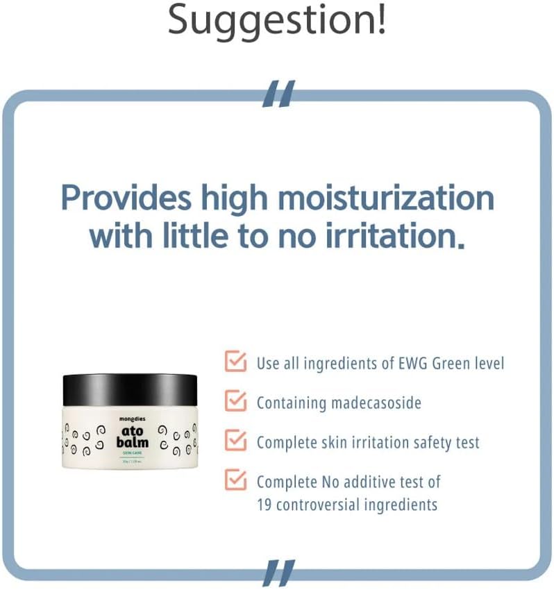 mongdies Baby Ato Balm | Intensive Moisture Barrier Balm for Dry Sensitive Skin | Non Sticky Ceramide Balm with Plant Oils | For Cheeks Hands & Dry Areas | Vegan EWG Green | 1.05 oz - Image 4