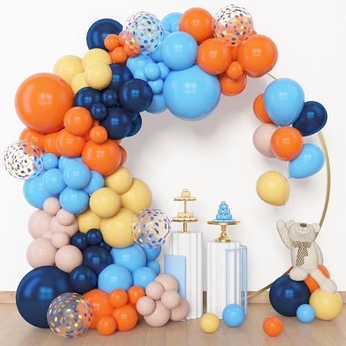 Amandir 153pcs Blue Orange Balloon Garland Arch Kit Different Sizes - Image 2