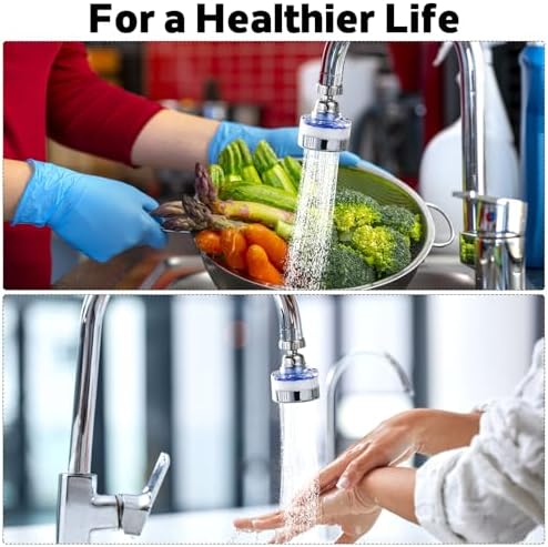 3 Pack Sink Water Filter Faucet, 360° Rotating Faucet-Mount Water Purifier with 15 Filter Cartridges, Removes Chlorine, Fluoride & Heavy Metals from Hard Water for Kitchen & Bathroom - Image 7