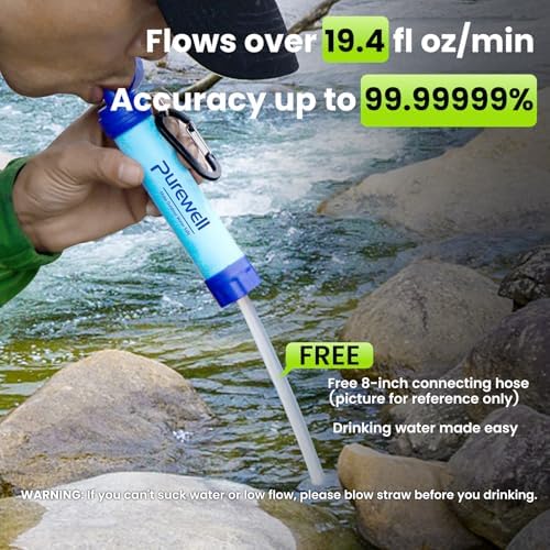 Purewell Outdoor Water Filter Personal Water Filtration Straw Emergency Survival Gear Water Purifier for Camping Hiking Climbing Backpacking - Image 4