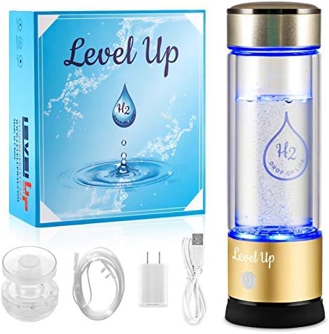 LevelUpWay 2025 Hydrogen Water Bottle Generator – New Technology Glass with SPE PEM Ionic Membrane – High Borosilicate Glass – 13 Ounce (Gold) – Premium Hydration Solution - Image 5