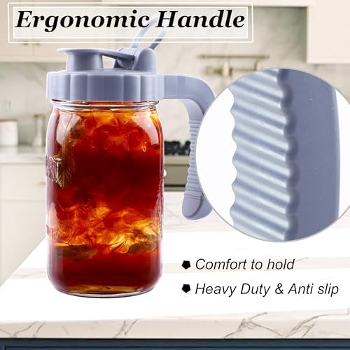 Mason Jar Pitcher 32 OZ With Pour Spout Lids Wide Mouth Breast Milk Pitcher 1 Quart Glass Milk Jug With Flip Cap Airtight & Leakproof Water Carafe For Fridge, Coffee, Iced Tea, Lemonade, Juice - Image 3